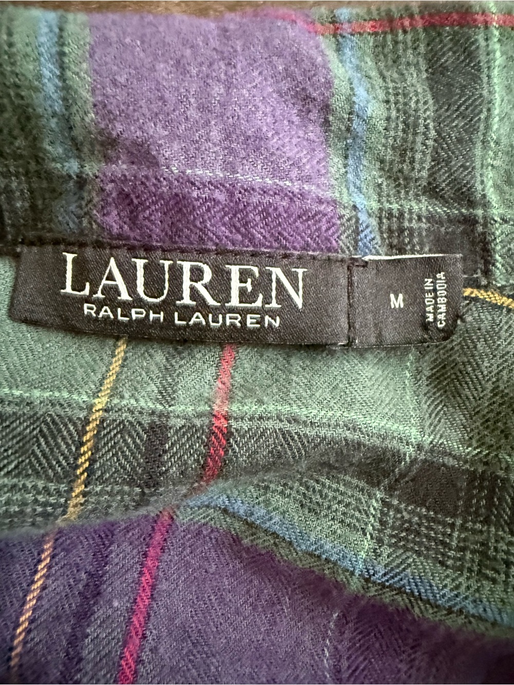 Lauren Ralph Lauren Plaid Pajama Set Crown Crest Flannel M - Picture 10 of 11